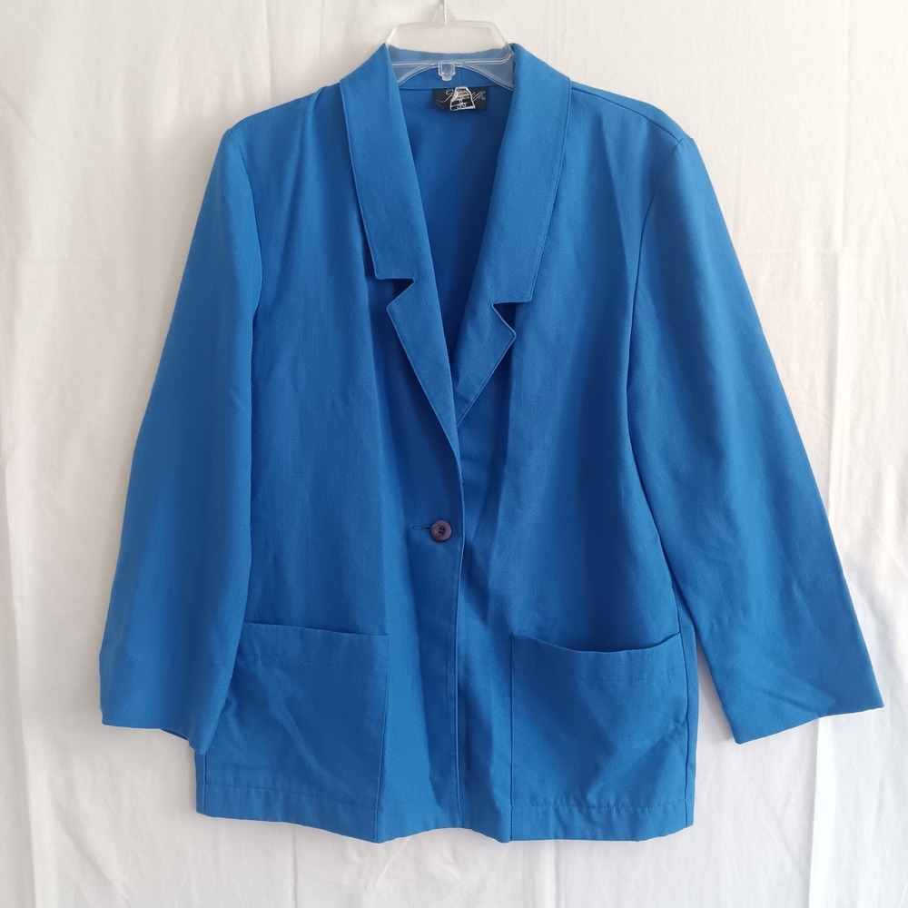 Radcliffe Blazer Women 8 Blue Excellent Single Button Notch Lapel Patch Pockets